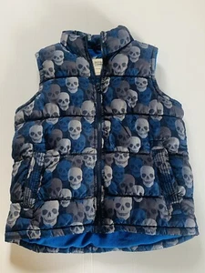 Old Navy Skull Puffer Vest Fleece Lined Boys Size 8 Medium - Picture 1 of 3