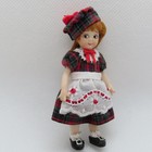 3" Googlie Porcelain Doll with Plaid Dress, Matching Beret by Artisan PAT BOLDT