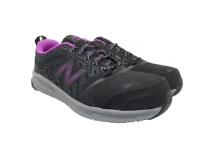 New Balance Women's 412 Alloy-Toe Casual Work Shoes Black/Purple Size 9M - Picture 1 of 8