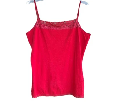 Camiseta sin mangas grande con ribete de encaje rojo para mujer Coqueta Y2K 00s Festival Beachy Vamp  Foto 1 de 4