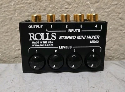 Rolls MX42 Stereo Mini Mixer - 4 RCA Inputs, 1 RCA Output - Image 1 of 4