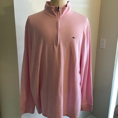 Vineyard Vines Agua Salada 1/4 Cremallera Pullover Para Hombres Talla 2XL Rosa Simulada Pima Sudadera Foto 1 de 4