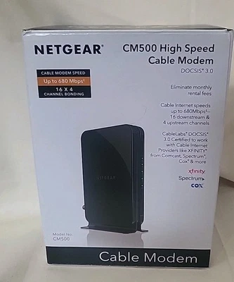 NETGEAR CM500 High Speed Cable Modem (CM500100NAS) 680 Mbps - DOCSIS 3.0. SEALED - Image 1 of 4