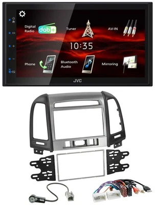 JVC USB Bluetooth MP3 DAB 2DIN Autoradio für Hyundai Santa Fe USB AUX 3 Schalter - Bild 1 von 4