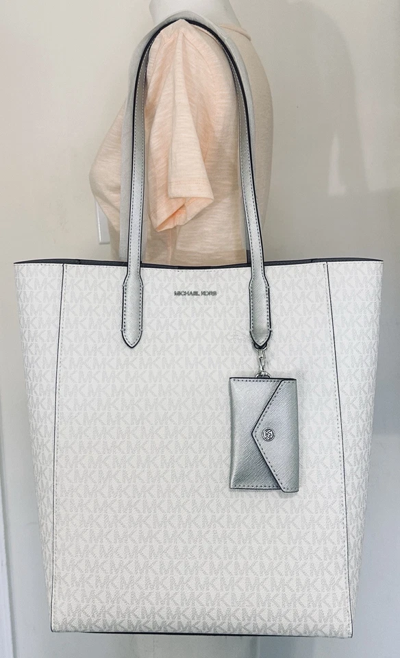 Michael Kors Eliza Large North South Pink Clear Jelly Tote Bag with Pouch