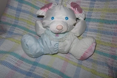 Vintage 1988 Fisher Price Puffalump 12” MOUSE with Rattle Pink Blue Stripes Bib - Image 1 of 4