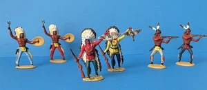Vintage Merten Germany Lot Of 6 Plastic Indian Chief Figures 3 Styles - Picture 1 of 14
