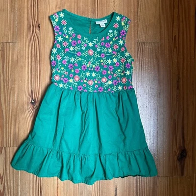 Vestido Cherokee Verde Floral Bordado Volantes TALLA S/4T Foto 1 de 4