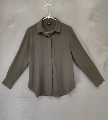 Camisa Top Mossimo Para Mujer Mediana Verde Oliva Manga Larga Con Botones Foto 1 de 4