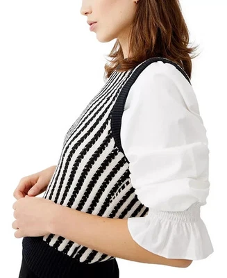 Blusa Chaleco Tejido Top 10 French Connection Mujer Mangas Largas Volantes Mixto Foto 1 de 4