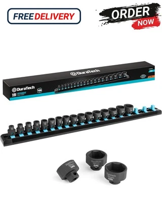 3/8" Drive Stubby Impact Socket Set, Low Profile Impact Sockets, 19-Piece, Metri - Image 1 of 4