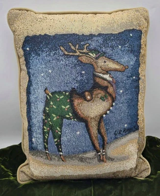  Almohada de Colección Tapiz de Navidad Vacaciones Reno Dapper ~ Cabaña Lodge Foto 1 de 4