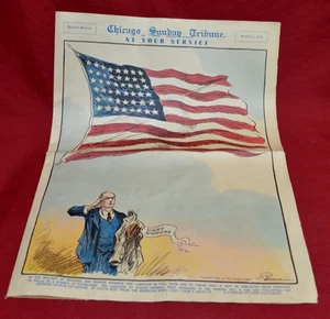 1942 Chicago Tribune Zeitung * FLAGGE AUF SONNTAGSBEILAGE - Bild 1 von 8