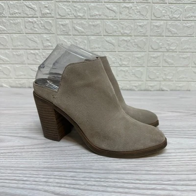 Dolce Vita Selene Heels WMNS 7M Tan Almond Toe Slide-On Mule Suede Bootie Almond - Image 1 of 4