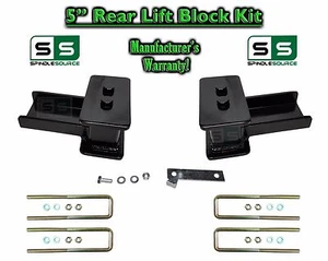 REAR 5" inch Tapered Fab Lift Blocks Bumpstop + Ubolts FOR 2004 - 2017 Ford F150 - Foto 1 di 1