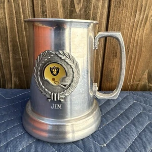 Vintage Oakland Raiders Metal  Mug With Glass Bottom - Picture 1 of 7