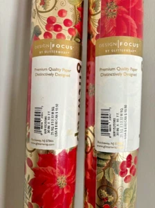 Envoltura de regalo "Design Focus/Glitterwrap" - 2 rollos - 30" x 10' cada uno ~ Nuevo (artículo # 24-8) - Imagen 1 de 4