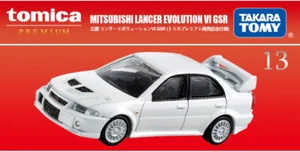 Takara Tomy Tomica Premium TP13 Mitsubishi Lancer Evolution VI GSR White Car New - Picture 1 of 4