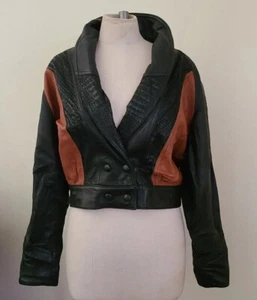 Vintage De Stumberg Black/Brown Leather JACKET MADE IN AUSTRALIA Size M - Picture 1 of 13