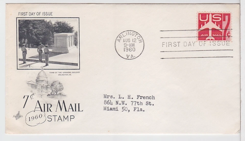 TurtlesTradingPost -  Airmail 7 Cent Jet 1960 #C60  Artcraft FDC - Image 1 of 1