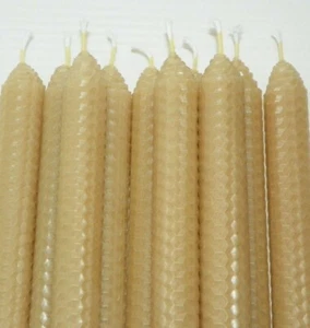 NEW 10 12" BEESWAX CANDLES: HAND-ROLLED ALL-NATURAL, SET: 10 TAPERS 12" - Picture 1 of 3