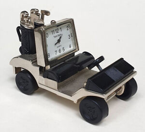 Golf Cart Miniatur Modell Schreibtischobjekt, Tischuhr Quartz Edelstahl L 7,5 cm