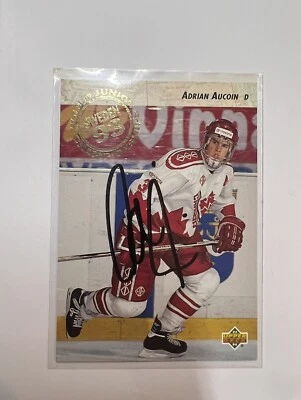 Adrian Aucoin Signed 1993-94 Upper Deck #251 Card Canada Auto AU - Image 1 of 2