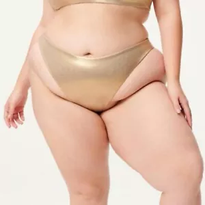 Neu mit Etikett Good American Größe 4/XL Nerz gold wendbar metallic besser Bikiniunterteil - Bild 1 von 10