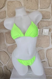 Maillot de bain bikini vert avec bretelles transparentes neuf (li) - Imagen 1 de 5