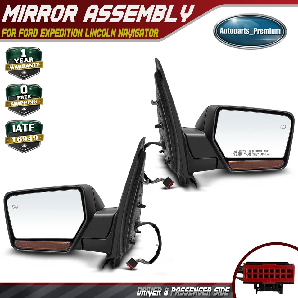 Espejo retrovisor eléctrico 2 piezas con calefacción y memoria y luz de señal para Ford Expedition Lincoln Foto 1 de 4