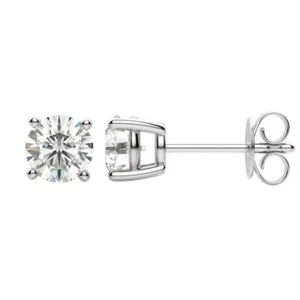 IGI Certified Lab Grown Solitaire Diamond Stud Earrings 2 Carat D VS1 - 14k - Picture 1 of 12
