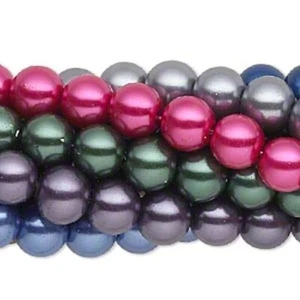 8 Strands(440) Multi Jewel Tones 8mm Round Glass Pearl Beads with 1-1.4mm Hole * - Picture 1 of 1