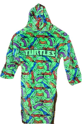Nickelodeon Teenage Mutant Ninja Turtles Hooded Bath Robe Fleece Size 6-7 Cuddly - Image 1 of 4