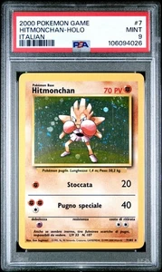 2000 Pokemon Italian Base Set Hitmonchan Holo #7 PSA 9 MINT - Picture 1 of 2