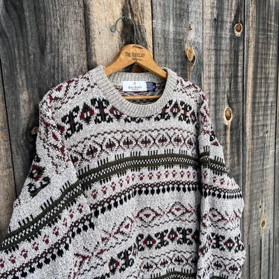 Suéter Vintage Bill Blass Para Hombre Talla XL Abuelo Cuello Redondo Hecho en EE. UU. Pullover Foto 1 de 4