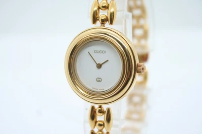 [Quase em perfeito estado] Moldura de troca GUCCI vintage 11/12 quartzo ouro metal moldura feminina - Imagem 1 de 4