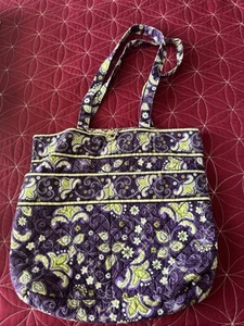 Stephanie Dawn Med Tote Shoulder Bag Green Floral And Purple 12x12” - Picture 1 of 11