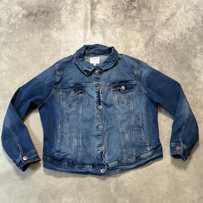 Chaqueta vaquera de mezclilla Torrid para mujer talla 1X azul cuello elástico botón delantero Foto 1 de 4