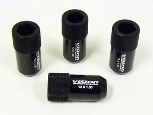 16 PC HONDA CIVIC CRX TUNER HEX LUG NUTS 12X1.5 BLACK - Picture 1 of 1
