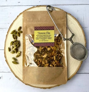 Turmeric Chai Organic Loose Leaf Traditional Brew, Spicy Black Tea Blend - Picture 1 of 2