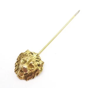Lion head gold brooch vintage lapel pin Estate Lions tiger animal 80s safari - Imagen 1 de 8