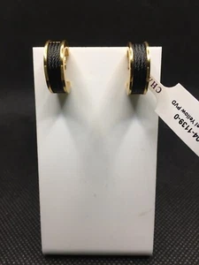 $280 CHARRIOL Forever Hoop Cable Earrings Stainless Steel Yellow Gold/Black PVD - Picture 1 of 4