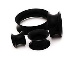 Soft Silicone Black Tunnels / gauges / Plugs 2 Pieces (1 Pair) (B/7/1/12)
