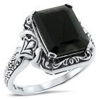 GENUINE BLACK AGATE CLASSIC ANTIQUE STYLE 925 STERLING SILVER FILIGREE RING #171