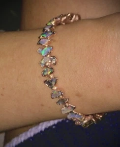 Rough Opal Gemstone Copper Electroform Cuff Bracelet M - Picture 1 of 9