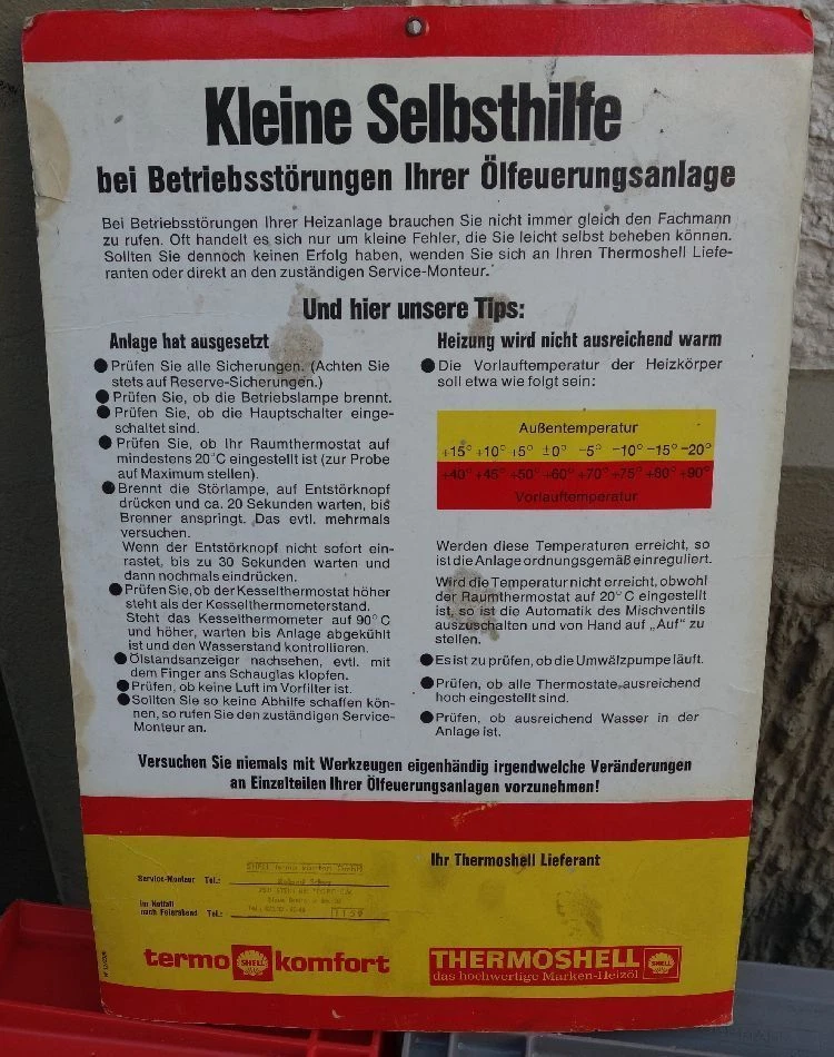 altes Pappschild Thermo Shell - Bild 1 von 1