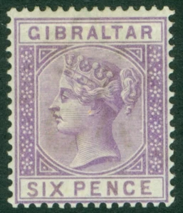 SG 13 Gibraltar 1886. 6d lila. Ligeramente montado como nuevo CAT £140 - Imagen 1 de 1