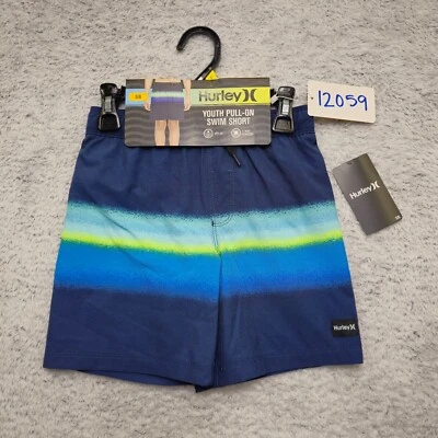 Hurley Swim Shorts Youth Boys Sz 5/6 Multi Striped Upf50+ 4 Way Stretch Pull On - Image 1 of 4