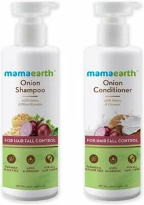New Mamaearth Onion Anti Hairfall Combo (Shampoo and Conditioner)- 250 ml each - Picture 1 of 2