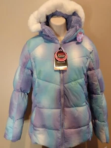 Zero Xposur Girls Size 18 Purple Blue Tie Dye Hooded Puffer Jacket MSRP $80 - Picture 1 of 23